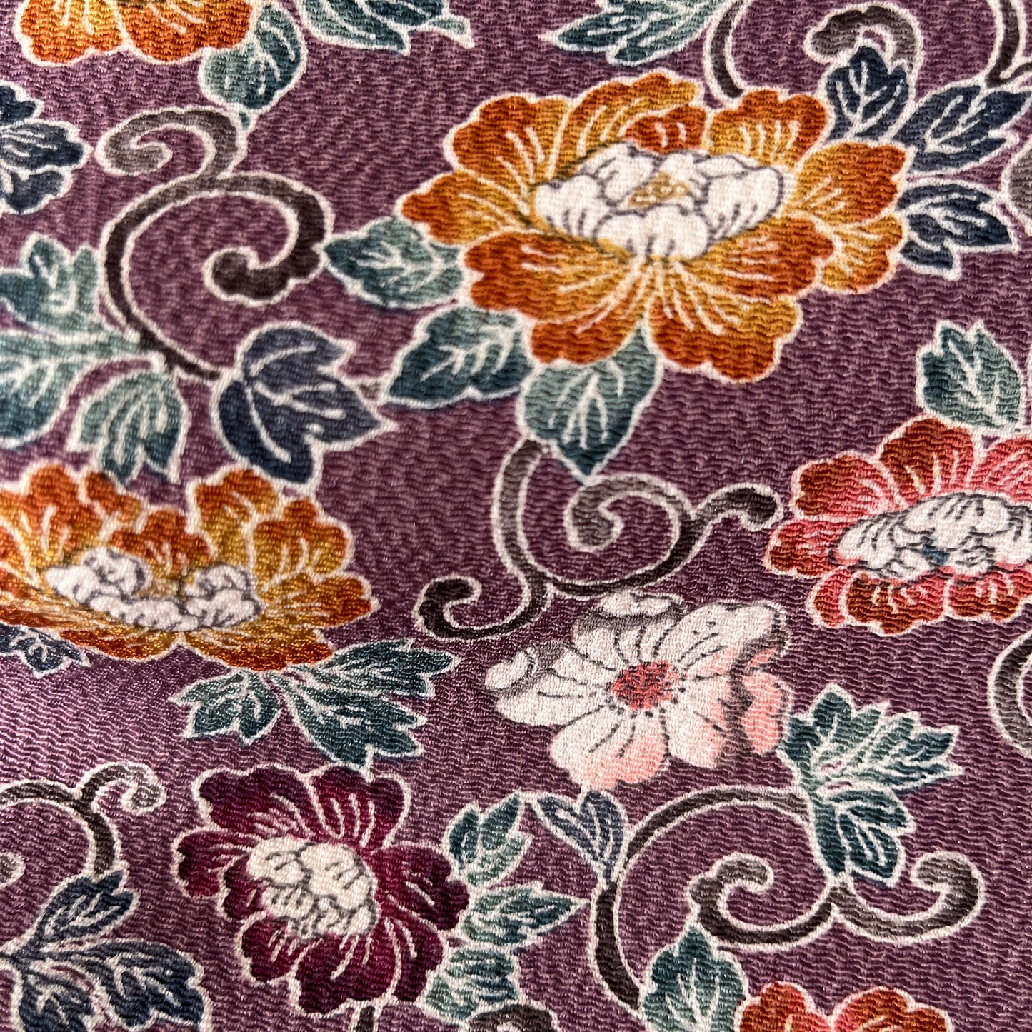 K112312-1 小紋 紫鼠 小花文様 唐草模様