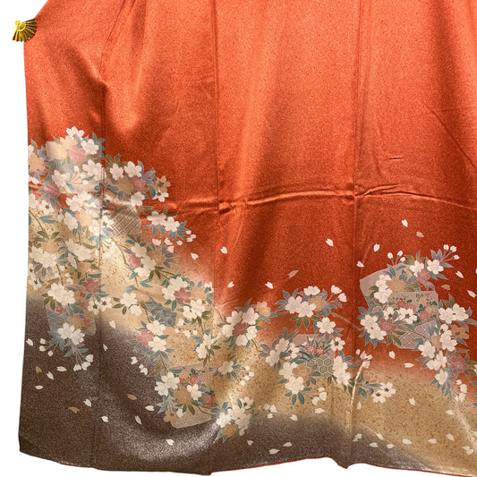 ati-K13 訪問着 桜 朱赤 袷