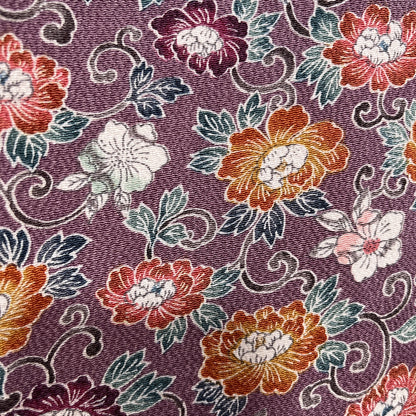K112312-1　小紋　紫鼠　小花文様　唐草模様