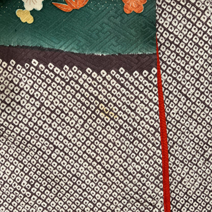 K110756　振袖　絞り　吉祥花文様　黒