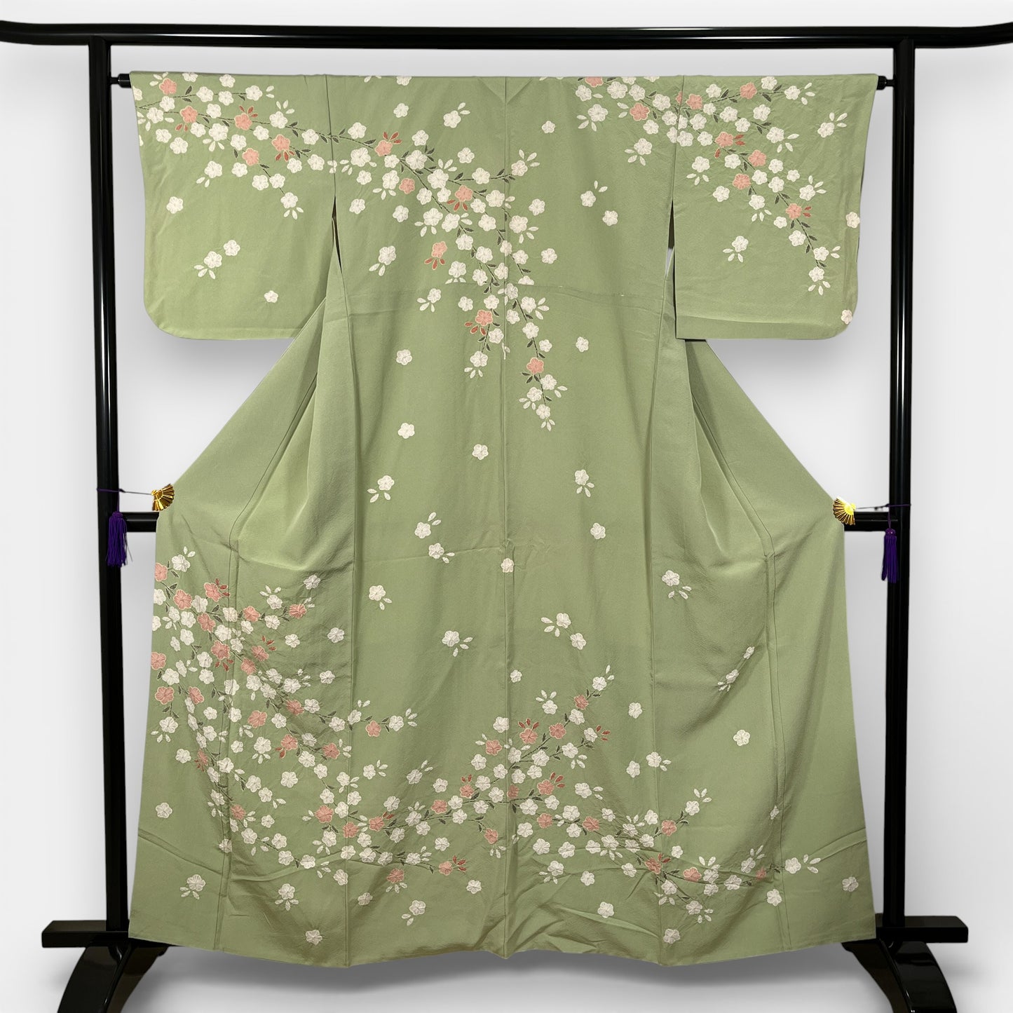 K127337-2　訪問着　桜枝文様　若草色