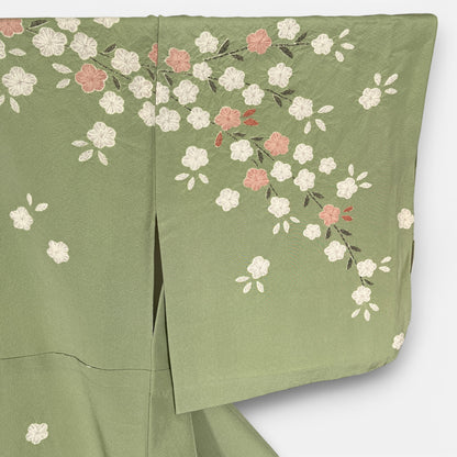 K127337-2　訪問着　桜枝文様　若草色