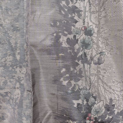K111746-2　紬　葡萄　花蔓文様　グレー