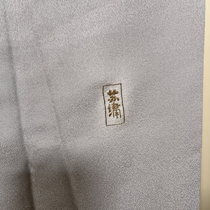 K112081　付下げ　鹿　刺繍　グレー