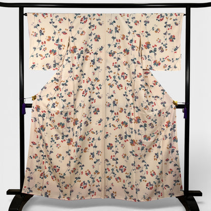 K96931　小紋　草花文様　アイボリー