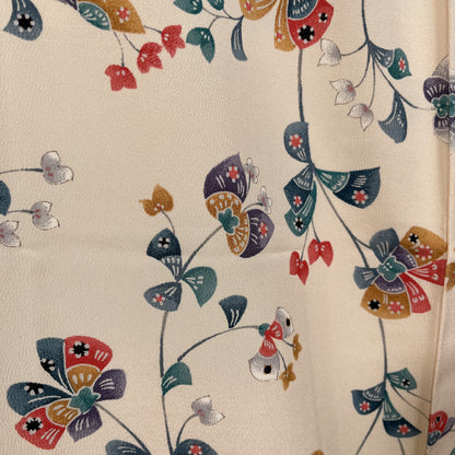 K96931　小紋　草花文様　アイボリー