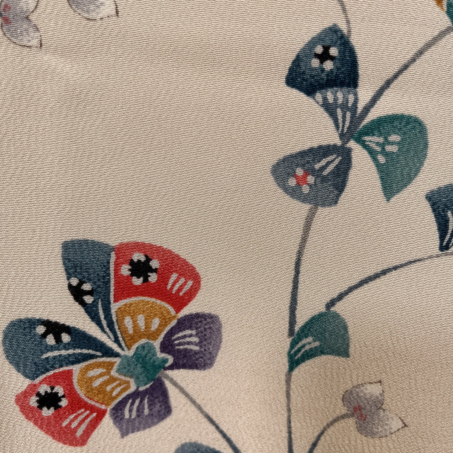 K96931　小紋　草花文様　アイボリー