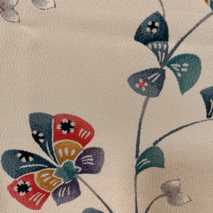 K96931　小紋　草花文様　アイボリー