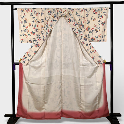 K96931　小紋　草花文様　アイボリー