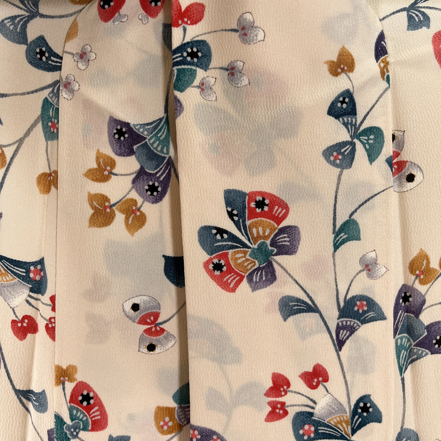 K96931　小紋　草花文様　アイボリー