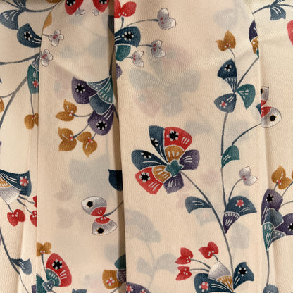 K96931　小紋　草花文様　アイボリー