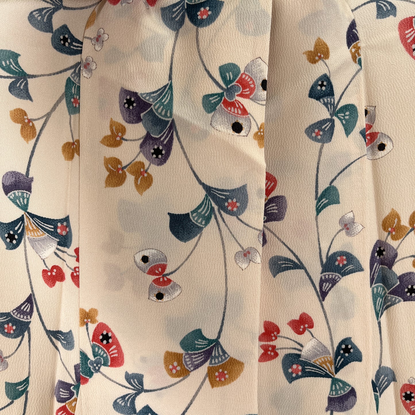 K96931　小紋　草花文様　アイボリー