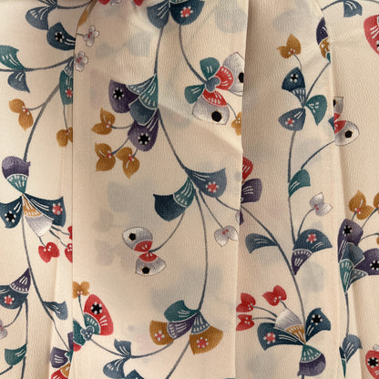 K96931　小紋　草花文様　アイボリー