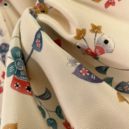 K96931　小紋　草花文様　アイボリー