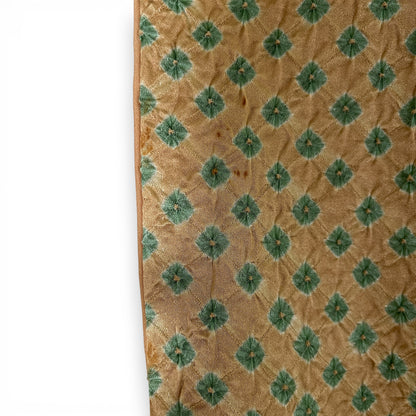 SK100954-3　小紋　総絞り　金茶地に緑