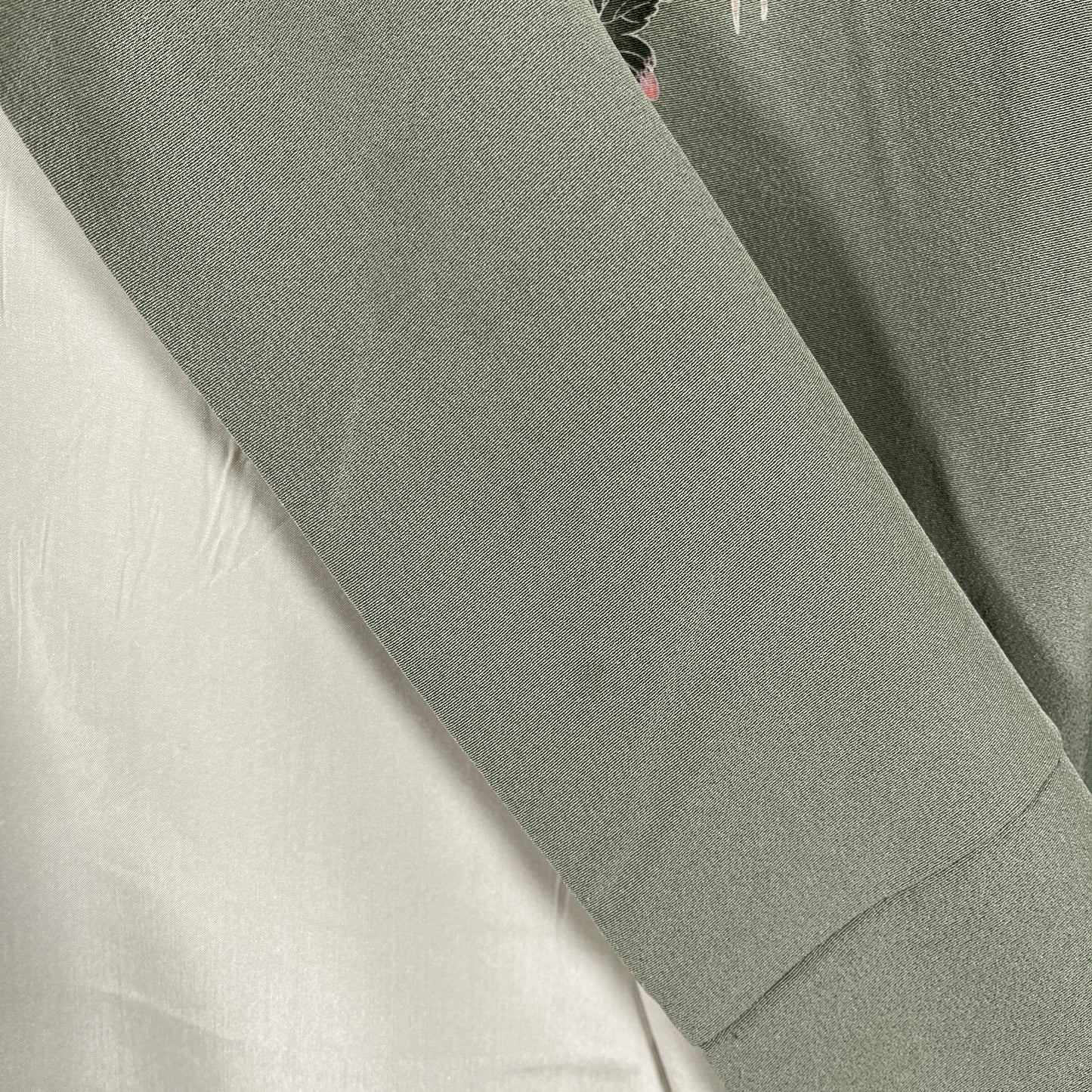 K55597-3　付下げ　童子　草花文様　灰緑色