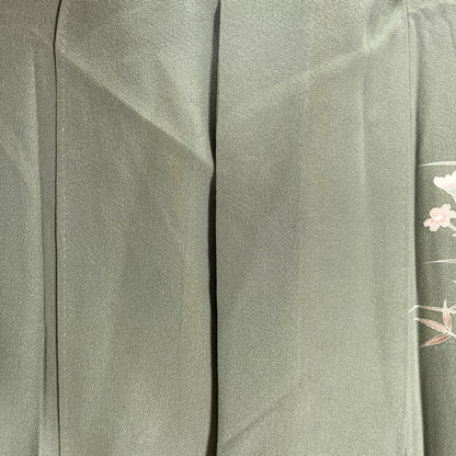 K55597-3　付下げ　童子　草花文様　灰緑色