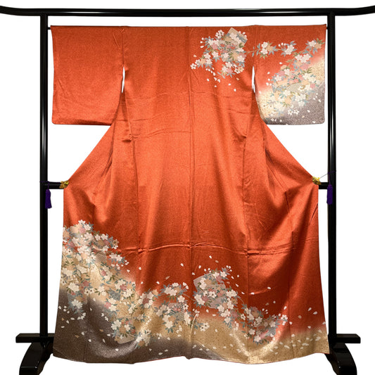 ati-K13　訪問着　桜　朱赤　袷