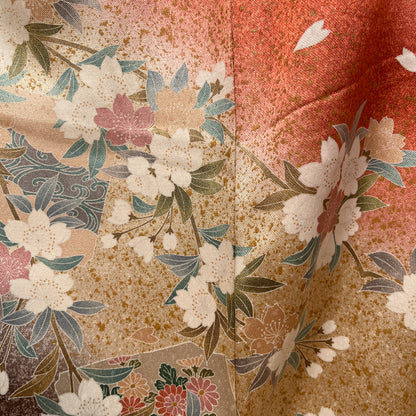 ati-K13　訪問着　桜　朱赤　袷