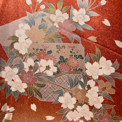 ati-K13　訪問着　桜　朱赤　袷