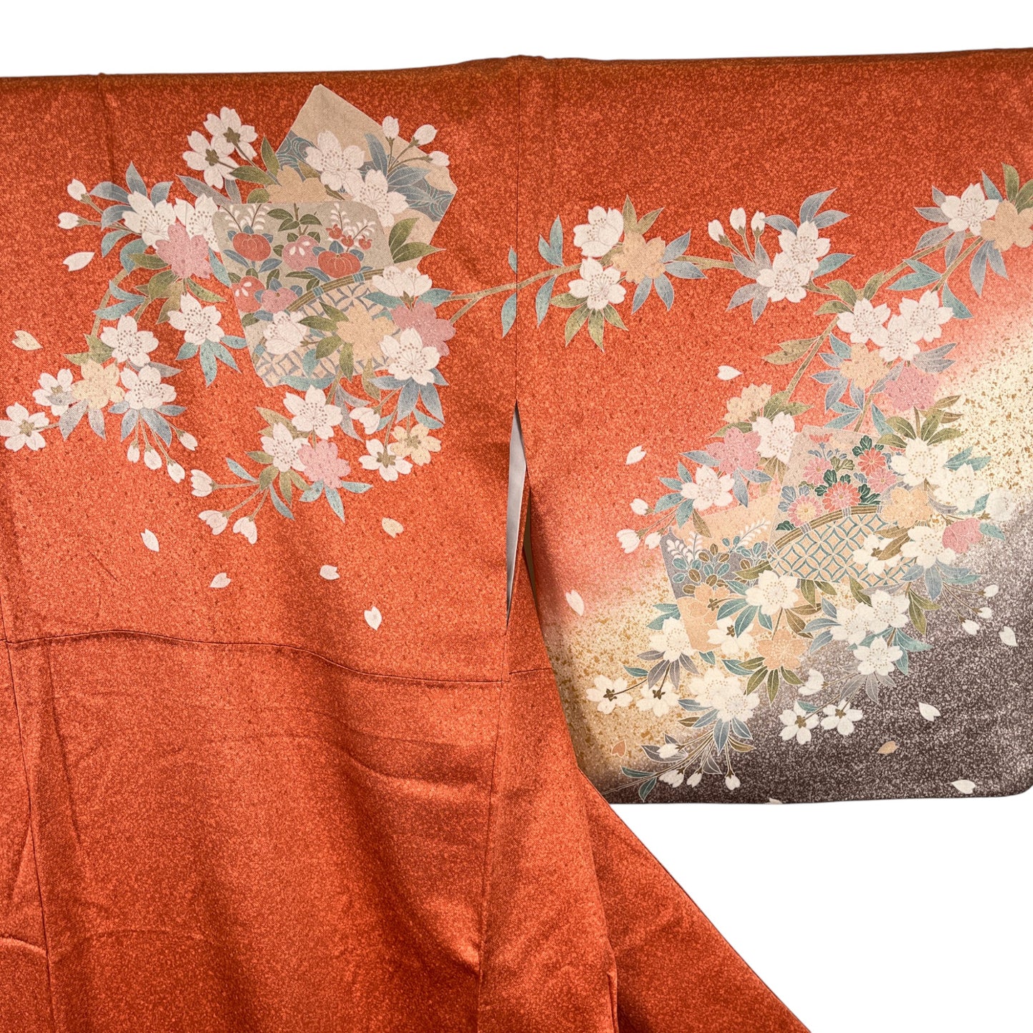 ati-K13　訪問着　桜　朱赤　袷