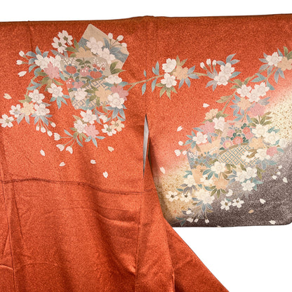 ati-K13　訪問着　桜　朱赤　袷