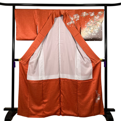 ati-K13　訪問着　桜　朱赤　袷
