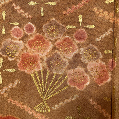 S2K101673-2　付下げ　裂取り文様　朱赤