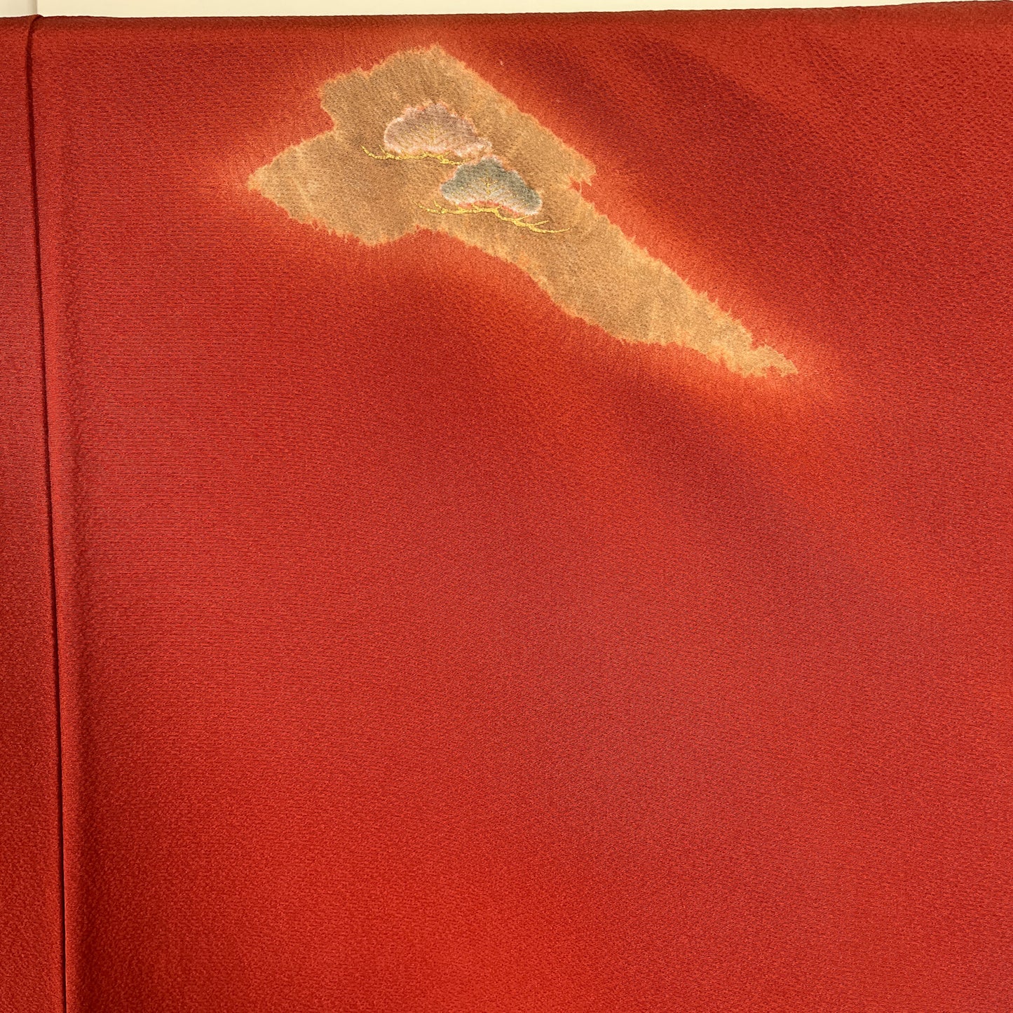 S2K101673-2　付下げ　裂取り文様　朱赤