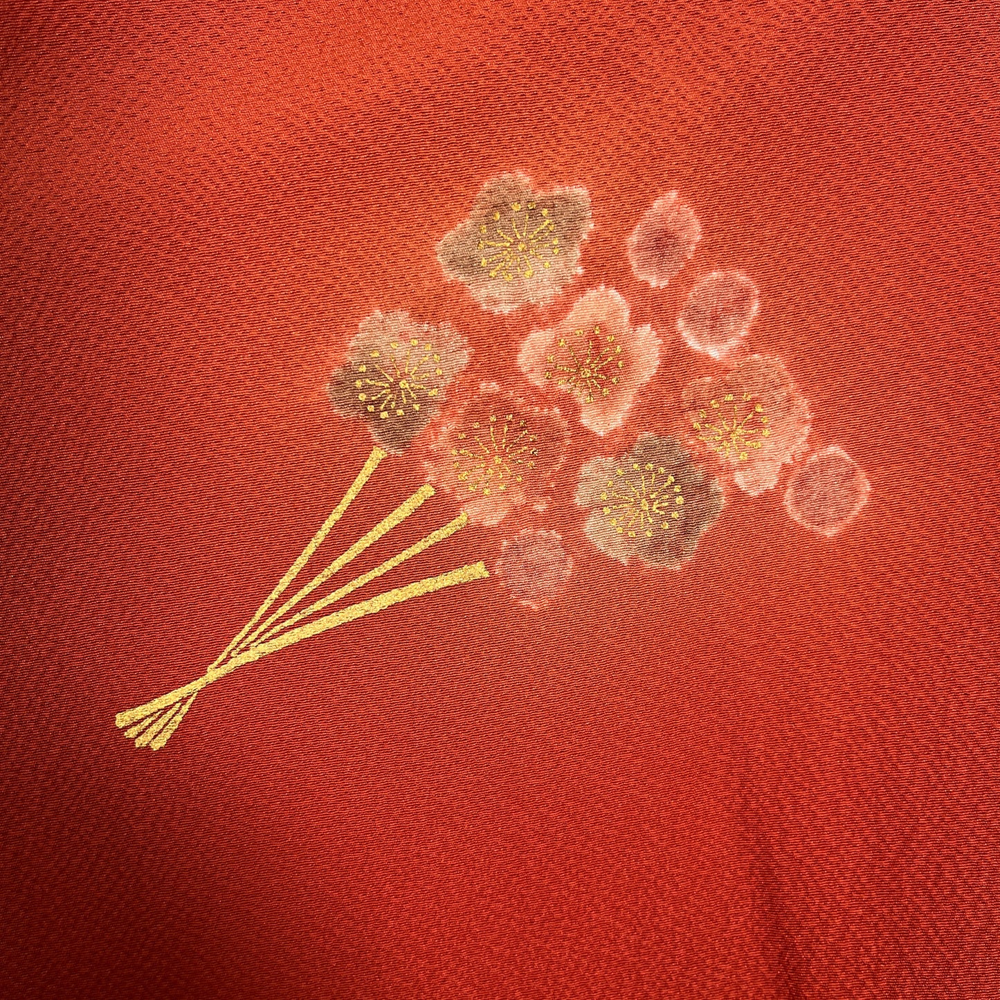 S2K101673-2　付下げ　裂取り文様　朱赤