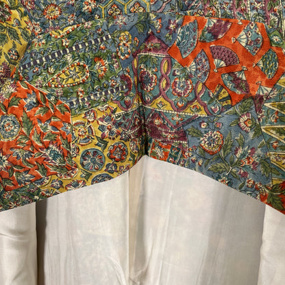K107000-16　小紋　裂取り吉祥文様　青緑