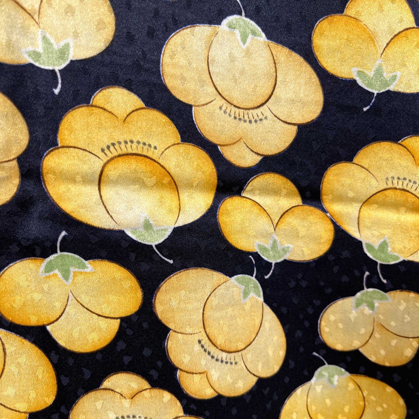 K122012-1　小紋　紺地　黄花文様