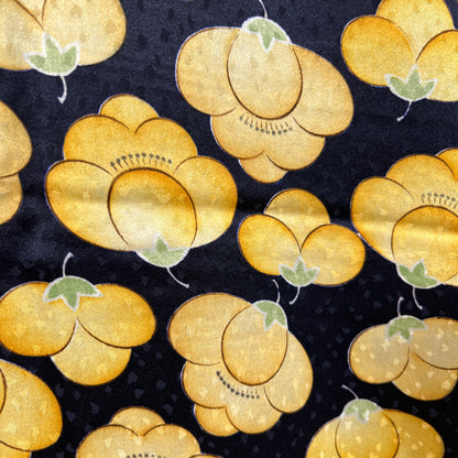 K122012-1　小紋　紺地　黄花文様