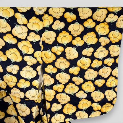 K122012-1　小紋　紺地　黄花文様