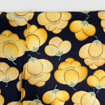 K122012-1　小紋　紺地　黄花文様