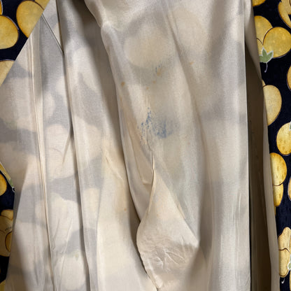 K122012-1　小紋　紺地　黄花文様