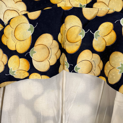 K122012-1　小紋　紺地　黄花文様