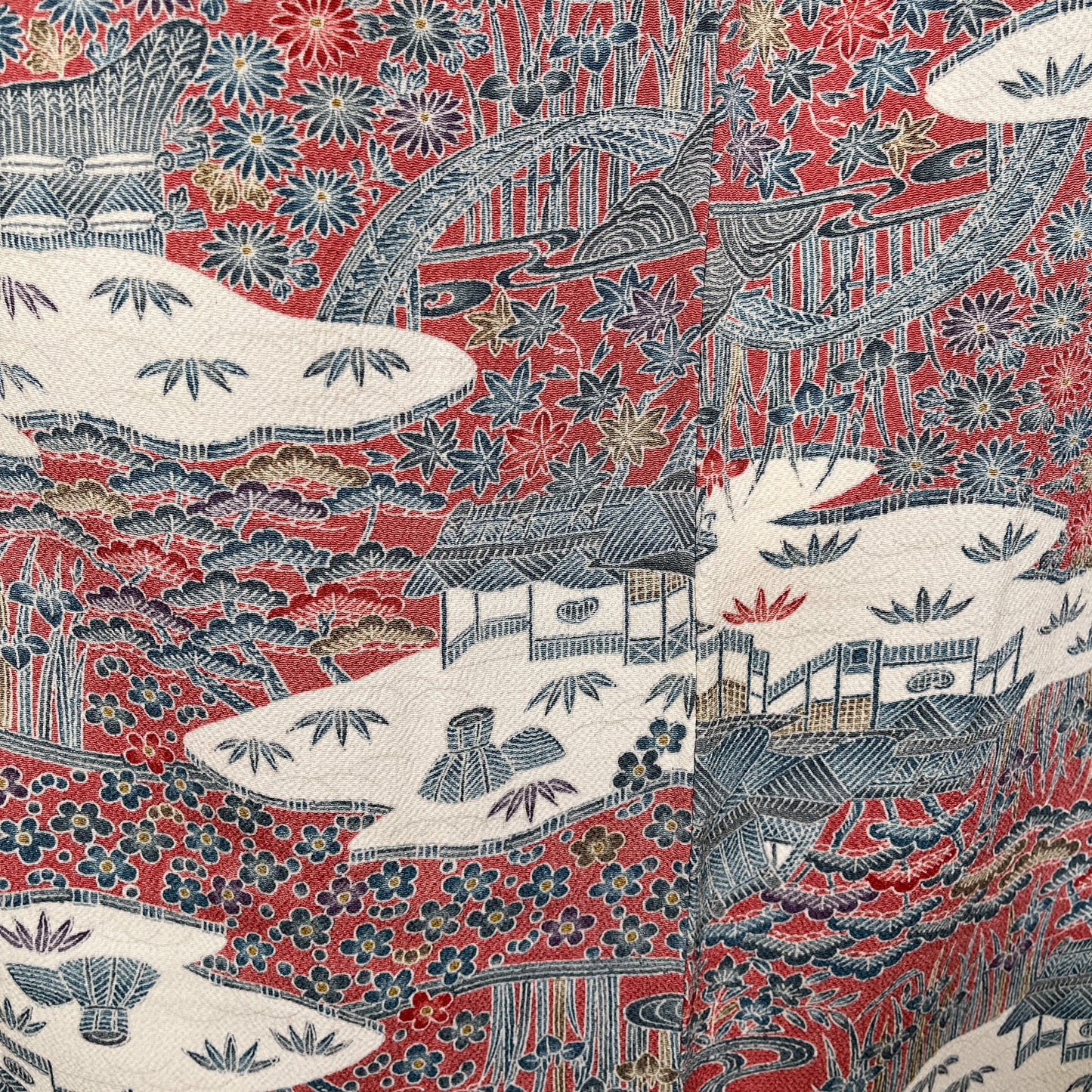 K107000-14　小紋　風景・草花文様　ピンク　水色