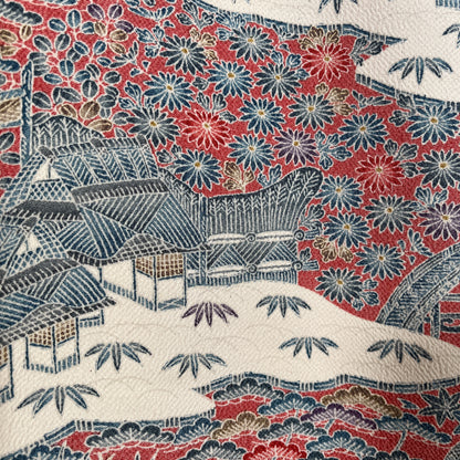 K107000-14　小紋　風景・草花文様　ピンク　水色