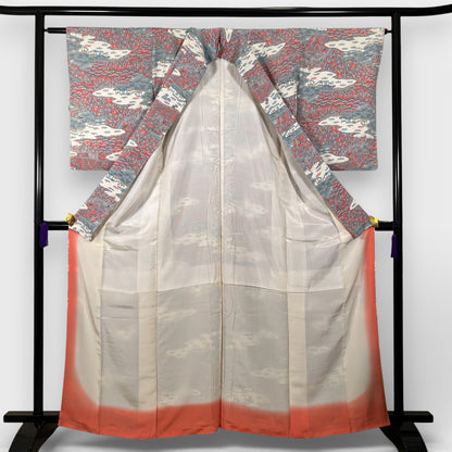 K107000-14　小紋　風景・草花文様　ピンク　水色