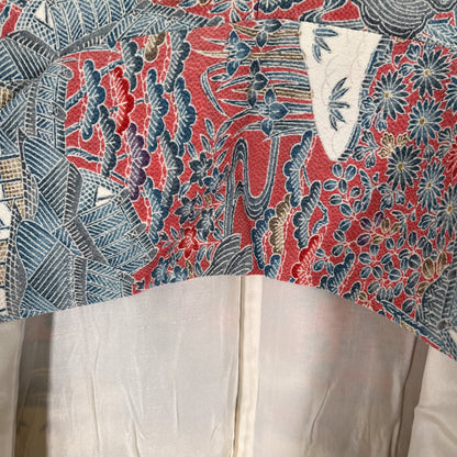 K107000-14　小紋　風景・草花文様　ピンク　水色