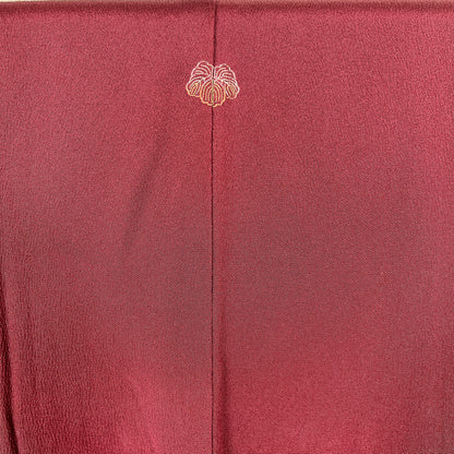K77223　付下げ　抽象風景文様　一つ紋　エンジ