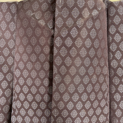 K86527-1　紬　小菱文様　濃茶鼠