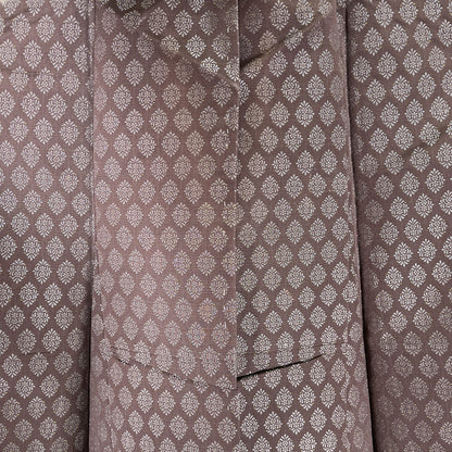 K86527-1　紬　小菱文様　濃茶鼠