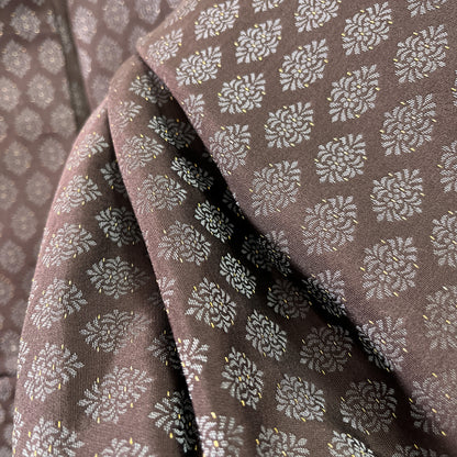 K86527-1　紬　小菱文様　濃茶鼠