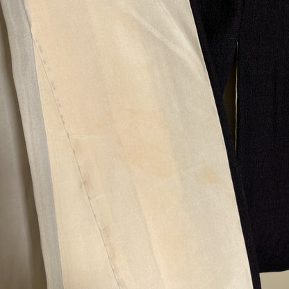 ati-K38　紬　縞文様　草花文様　濃紺