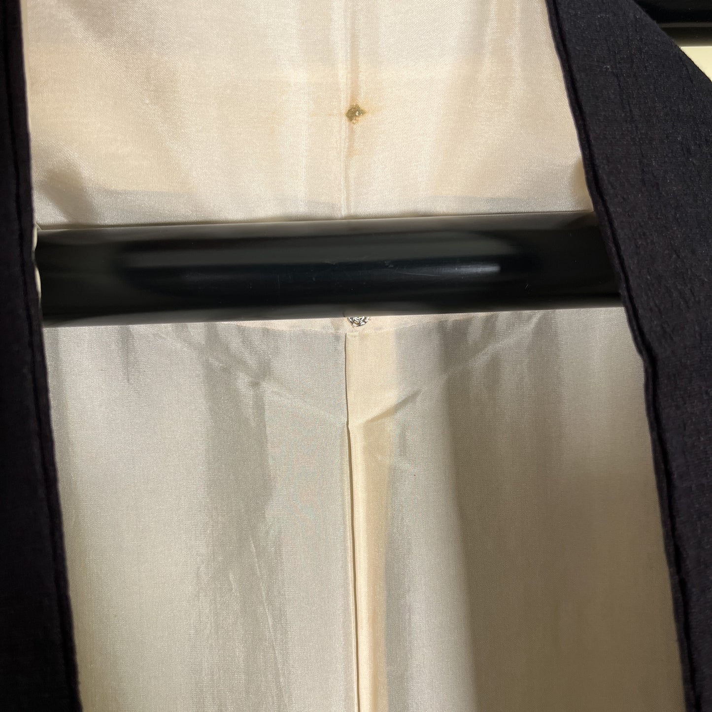 ati-K38　紬　縞文様　草花文様　濃紺