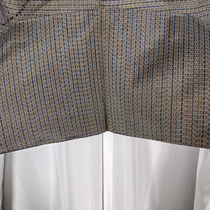 K12656-4　紬　枝花文様　焦茶鼠