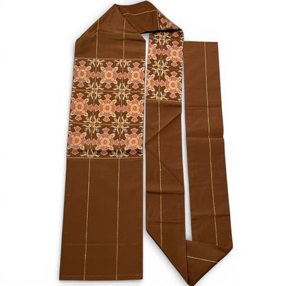 B28955-5　名古屋帯　幾何学文様　茶色