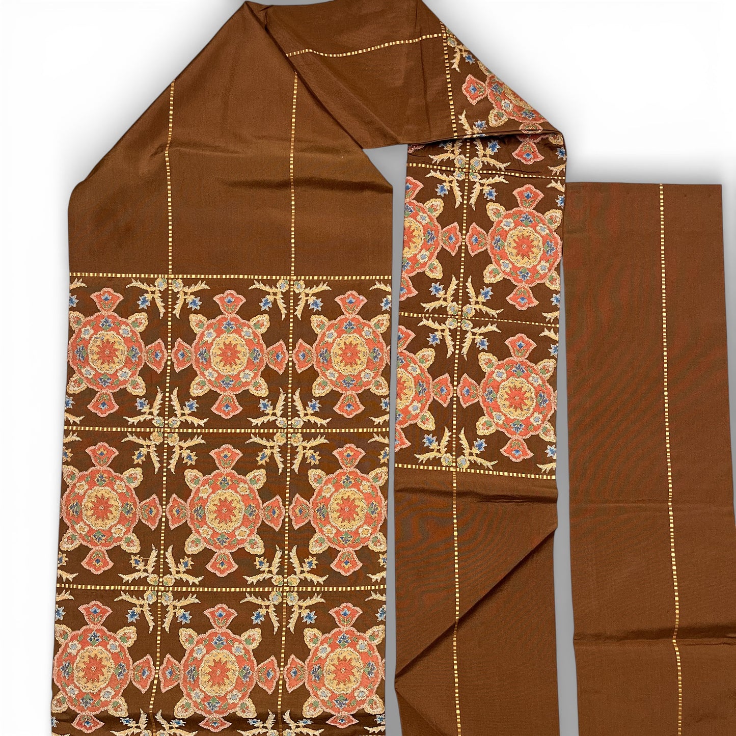 B28955-5　名古屋帯　幾何学文様　茶色